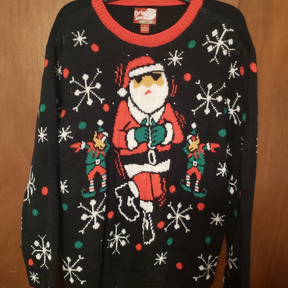 Christmas Sweater Santa Black Christmas Mens Sweater